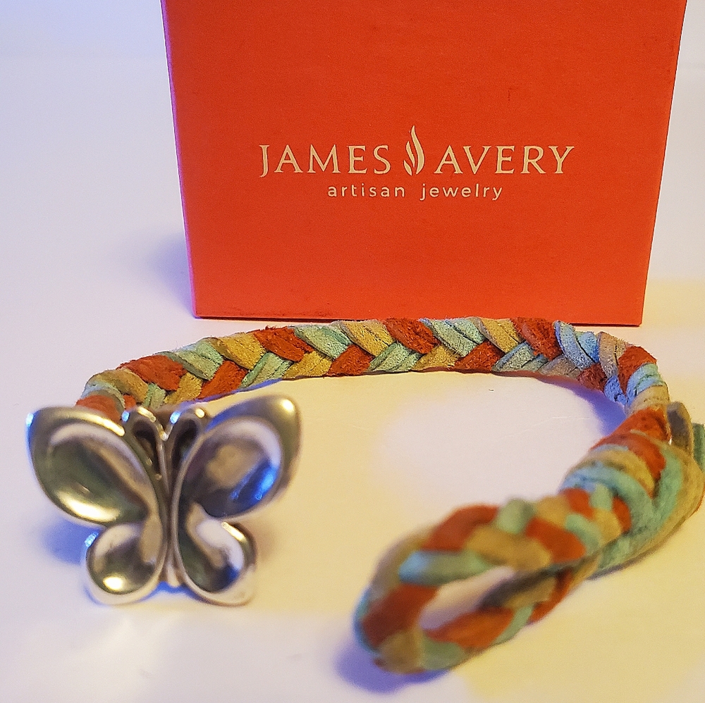 James Avery Retired Butterfly Woven Leather Bracelet - Picture 3 of 16